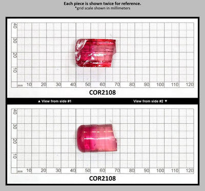 Pink/Peach Bi-Color Lab Created Corundum Sapphire Faceting Rough for Gem Cutting - Various Sizes - Split Boule : COR2108