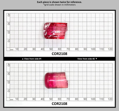 Pink/Peach Bi-Color Lab Created Corundum Sapphire Faceting Rough for Gem Cutting - Various Sizes - Split Boule : COR2108