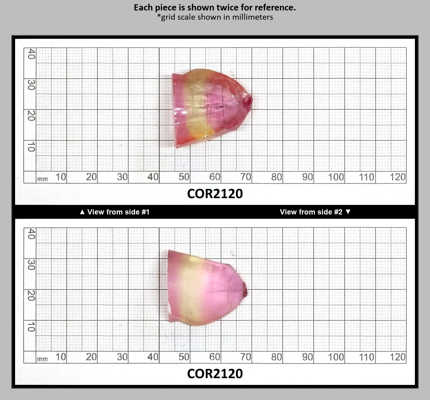 Yellow/Peach Bi-Color Lab Created Corundum Sapphire Faceting Rough for Gem Cutting - Various Sizes - Split Boule : COR2120