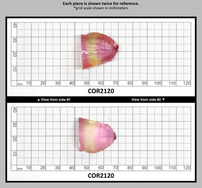Yellow/Peach Bi-Color Lab Created Corundum Sapphire Faceting Rough for Gem Cutting - Various Sizes - Split Boule : COR2120
