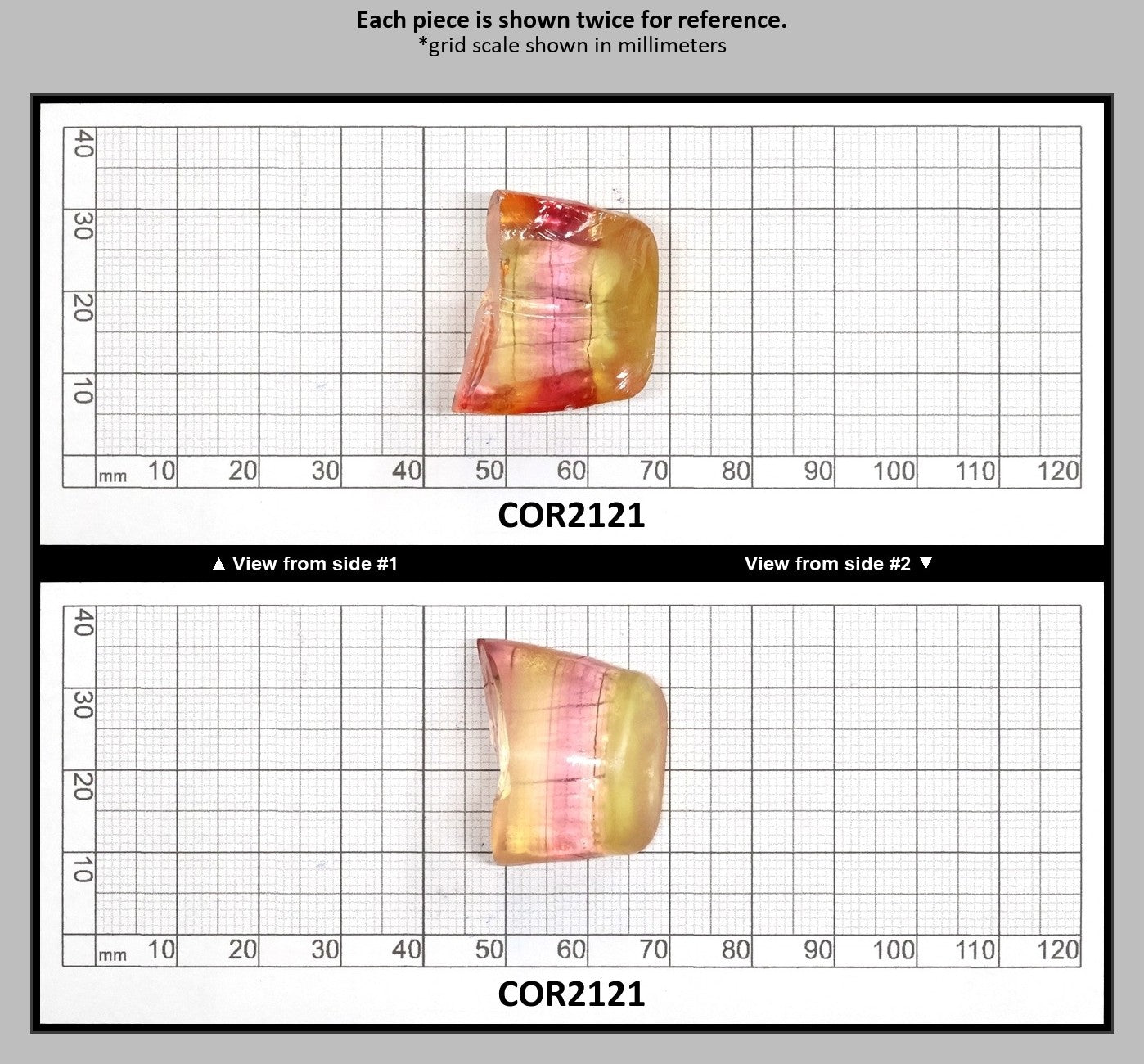 Yellow/Peach Bi-Color Lab Created Corundum Sapphire Faceting Rough for Gem Cutting - Various Sizes - Split Boule : COR2121