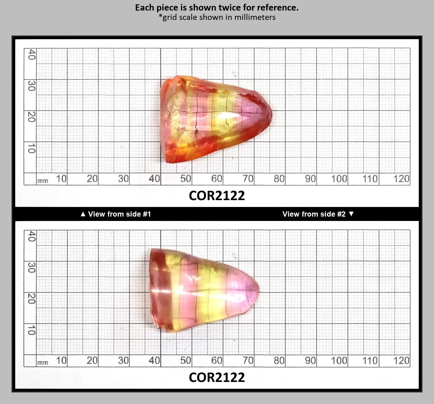 Yellow/Peach Bi-Color Lab Created Corundum Sapphire Faceting Rough for Gem Cutting - Various Sizes - Split Boule : COR2122