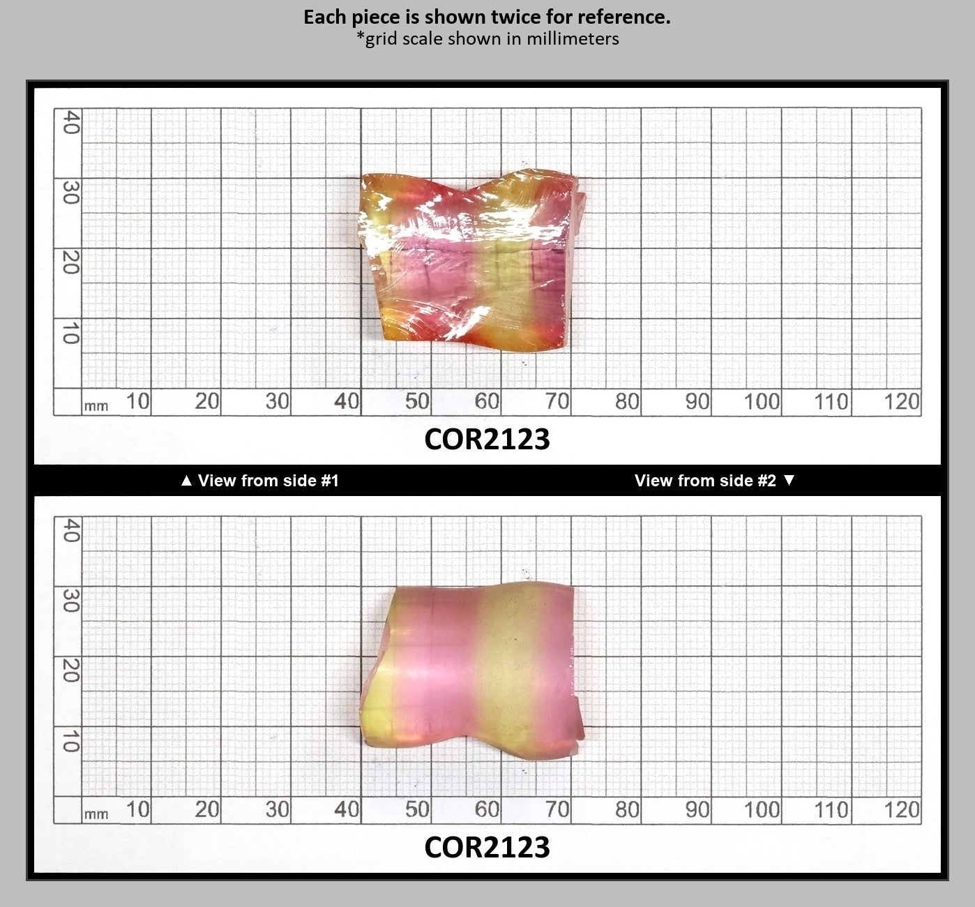 Yellow/Peach Bi-Color Lab Created Corundum Sapphire Faceting Rough for Gem Cutting - Various Sizes - Split Boule : COR2123