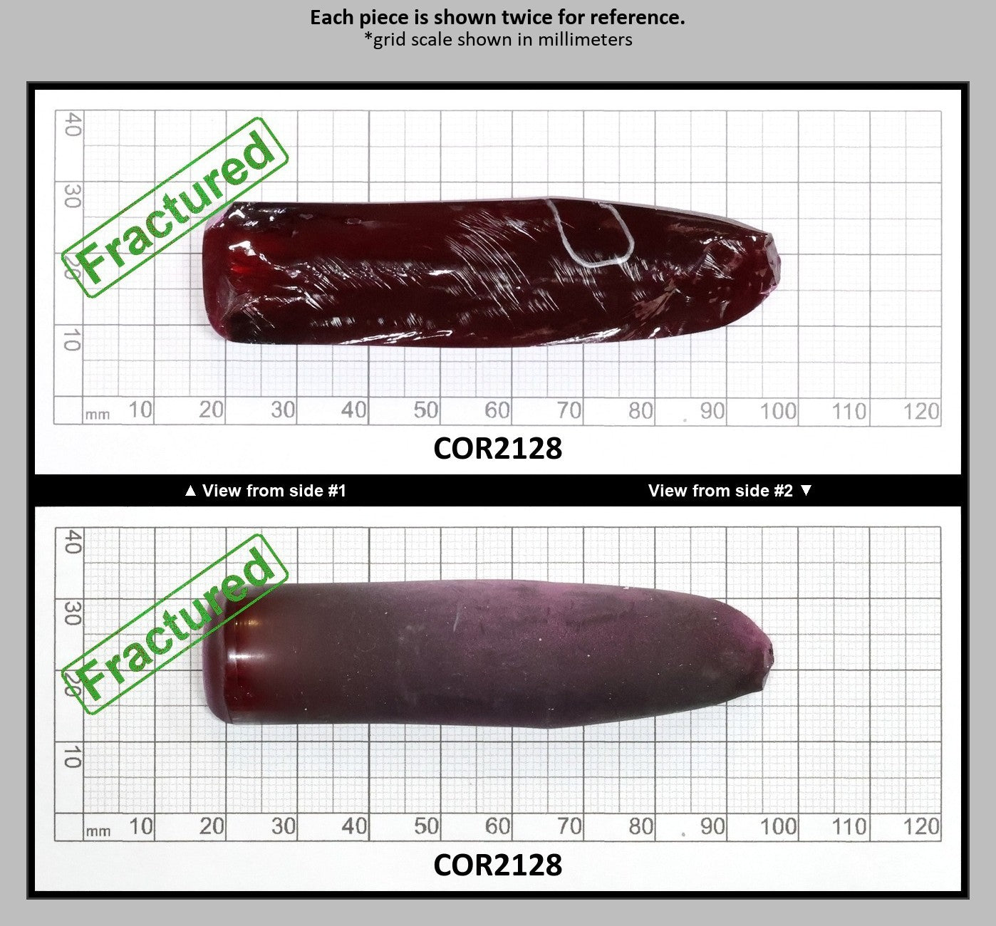 Dark Ruby Red #8 Lab Created Corundum Sapphire Faceting Rough for Gem Cutting - Various Sizes - Split Boule : COR2128