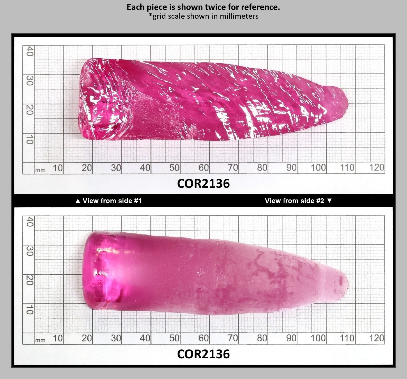 Light Bright Pink #2 Lab Created Corundum Sapphire Faceting Rough for Gem Cutting - Various Sizes - Split Boule : COR2136