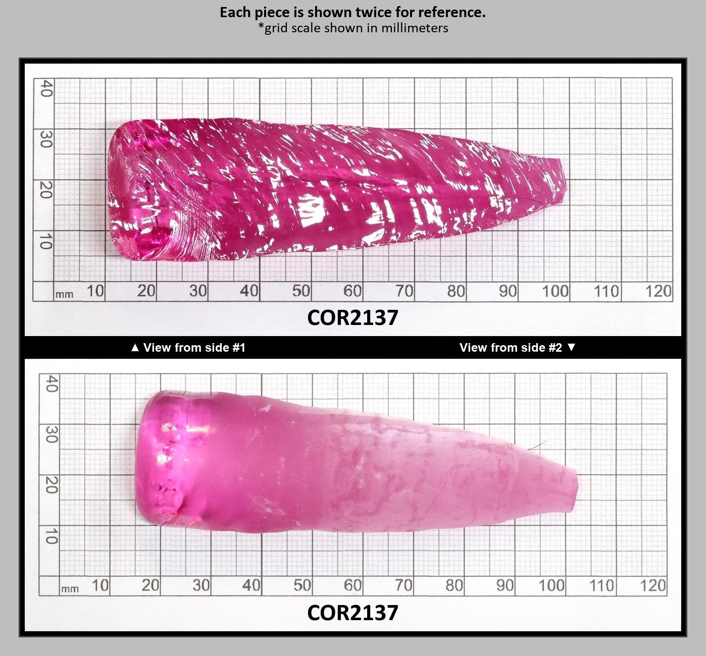 Light Bright Pink #2 Lab Created Corundum Sapphire Faceting Rough for Gem Cutting - Various Sizes - Split Boule : COR2137