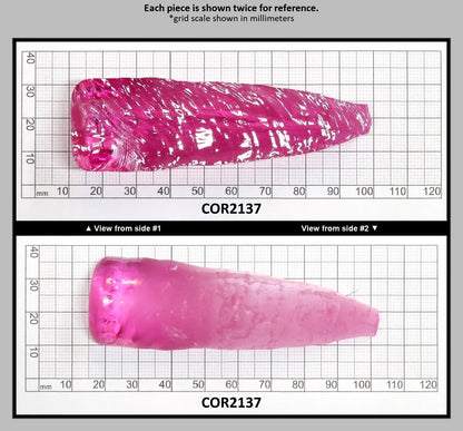 Light Bright Pink #2 Lab Created Corundum Sapphire Faceting Rough for Gem Cutting - Various Sizes - Split Boule : COR2137