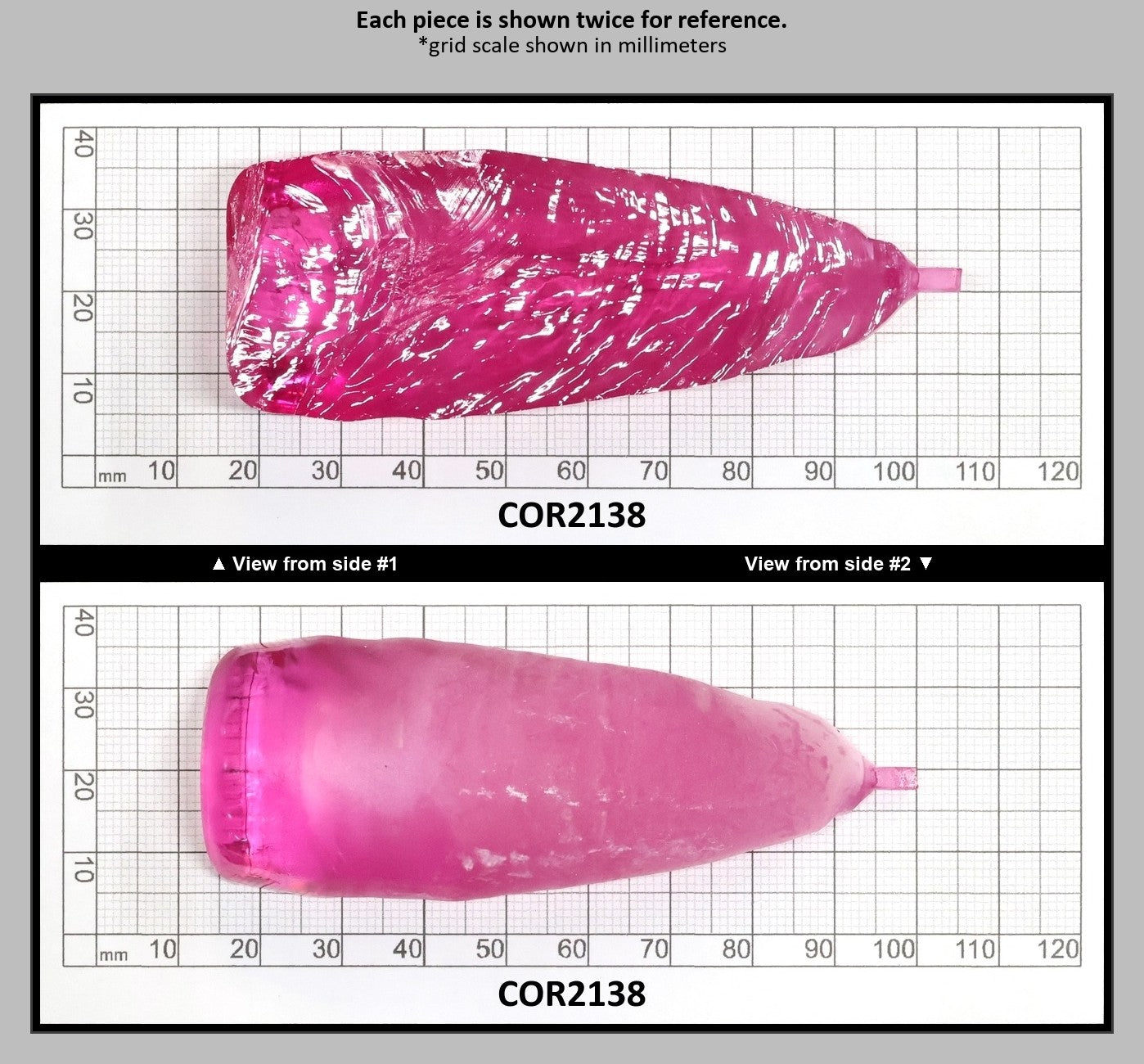 Light Bright Pink #2 Lab Created Corundum Sapphire Faceting Rough for Gem Cutting - Various Sizes - Split Boule : COR2138