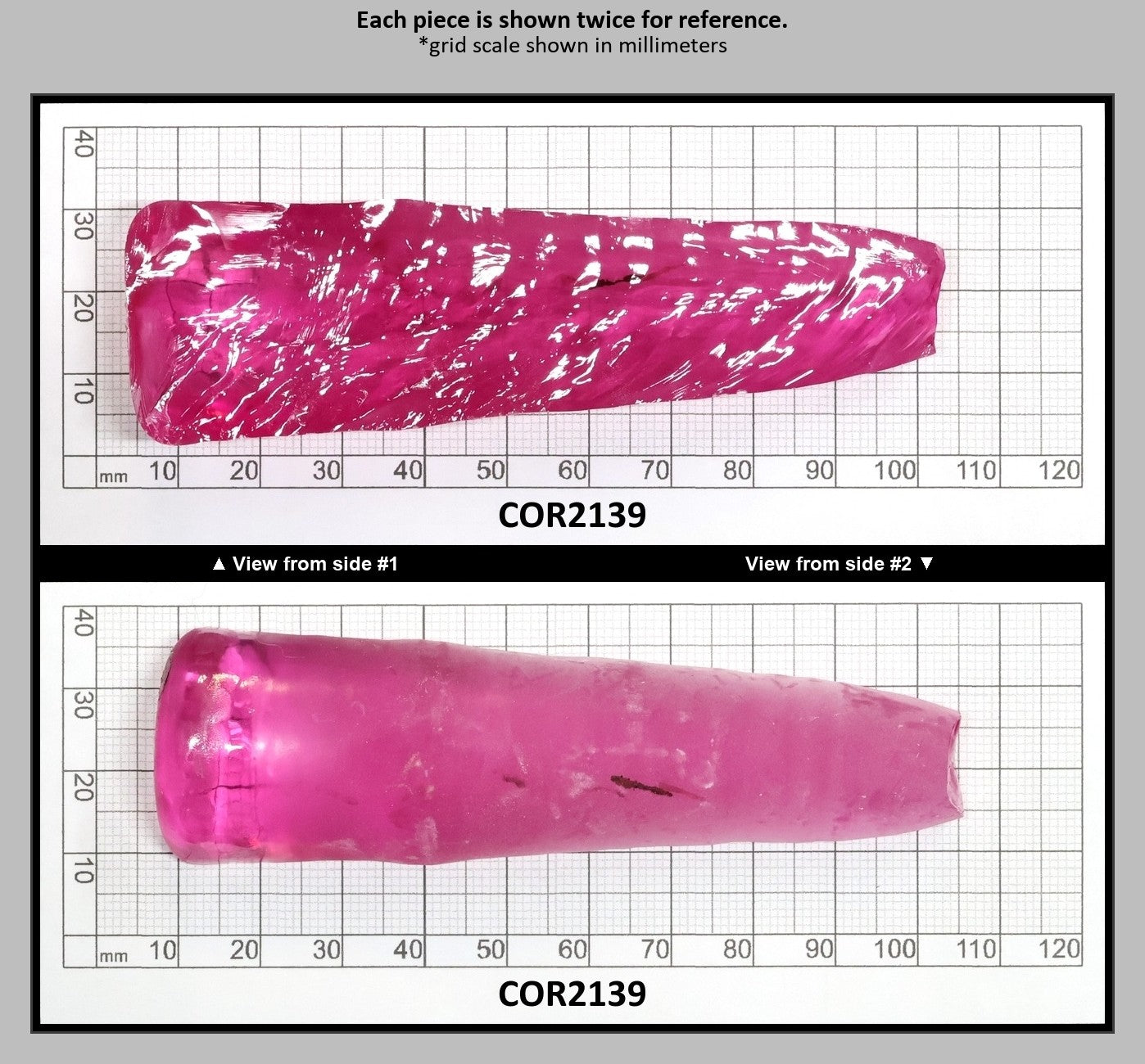 Light Bright Pink #2 Lab Created Corundum Sapphire Faceting Rough for Gem Cutting - Various Sizes - Split Boule : COR2139