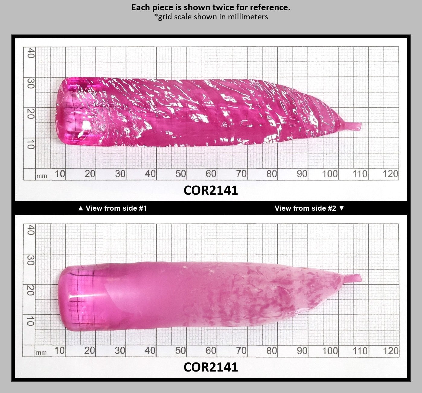 Light Bright Pink #2 Lab Created Corundum Sapphire Faceting Rough for Gem Cutting - Various Sizes - Split Boule : COR2141