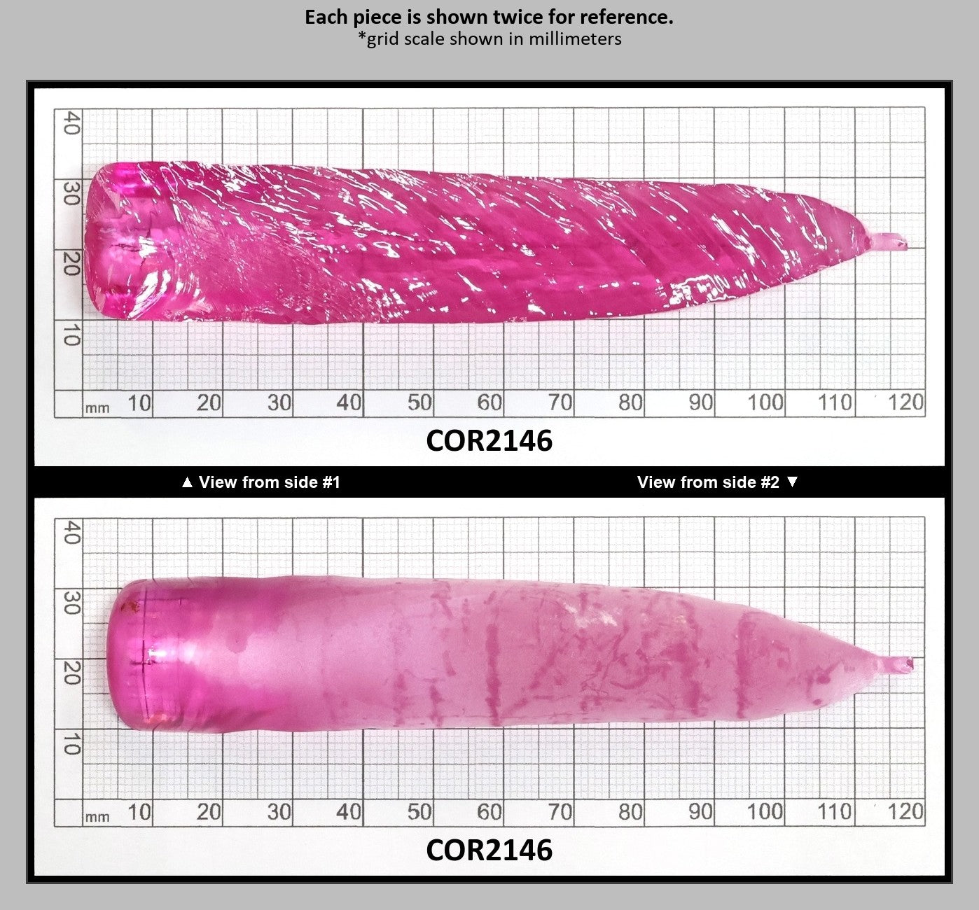 Light Bright Pink #2 Lab Created Corundum Sapphire Faceting Rough for Gem Cutting - Various Sizes - Split Boule : COR2146