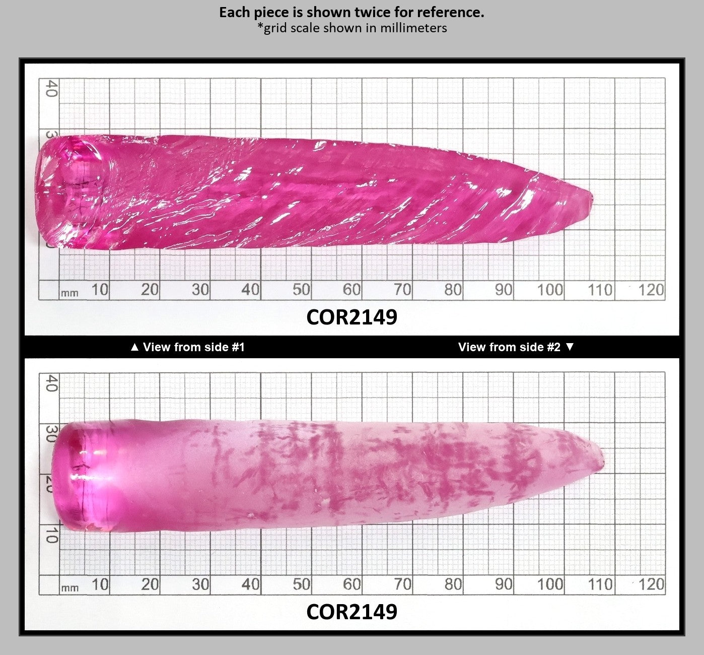 Light Bright Pink #2 Lab Created Corundum Sapphire Faceting Rough for Gem Cutting - Various Sizes - Split Boule : COR2149