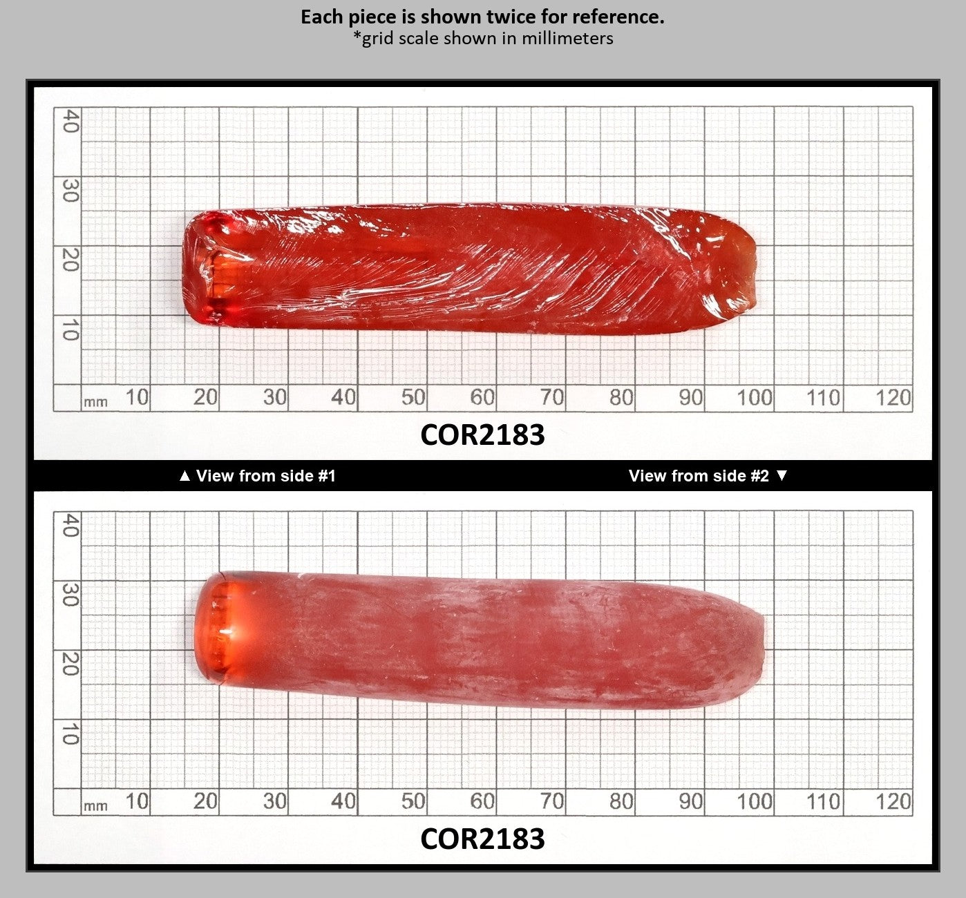 Djeva Padparadscha #55NR Lab Created Corundum Sapphire Faceting Rough for Gem Cutting - DISCONTINUED - Various Sizes - Split Boule : COR2183