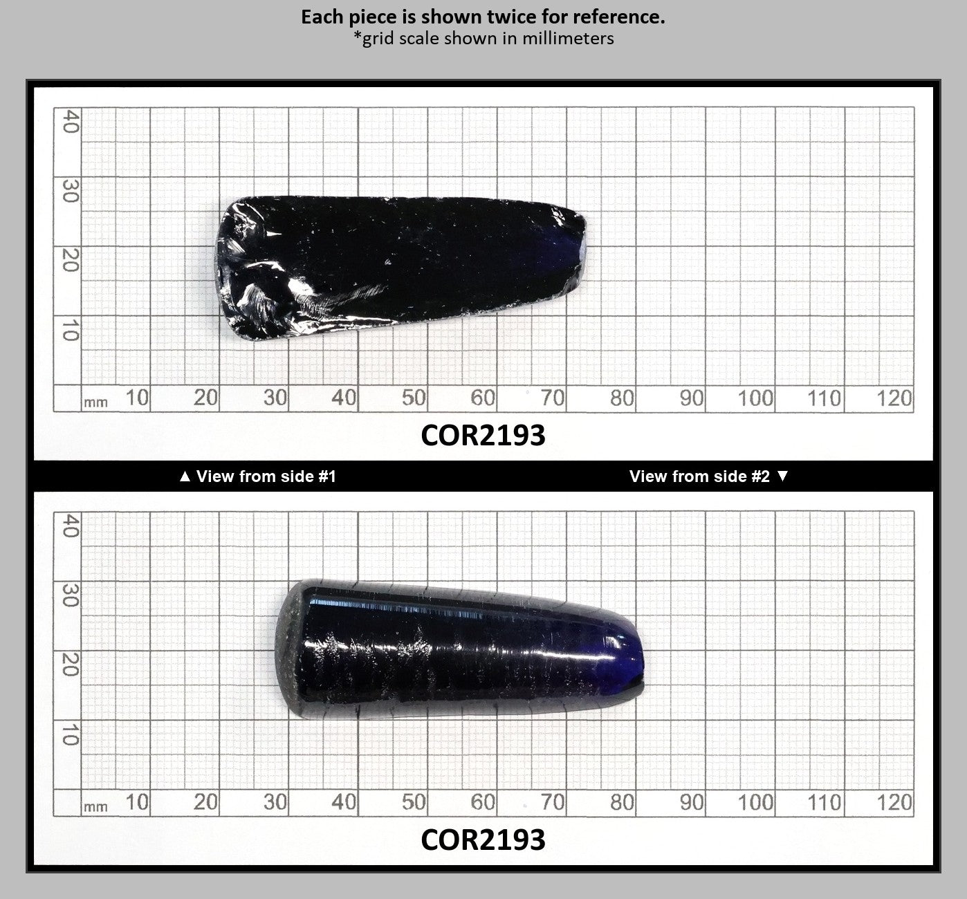 Dark Blue #35 Lab Created Corundum Sapphire Faceting Rough for Gem Cutting - Various Sizes - Split Boule : COR2193