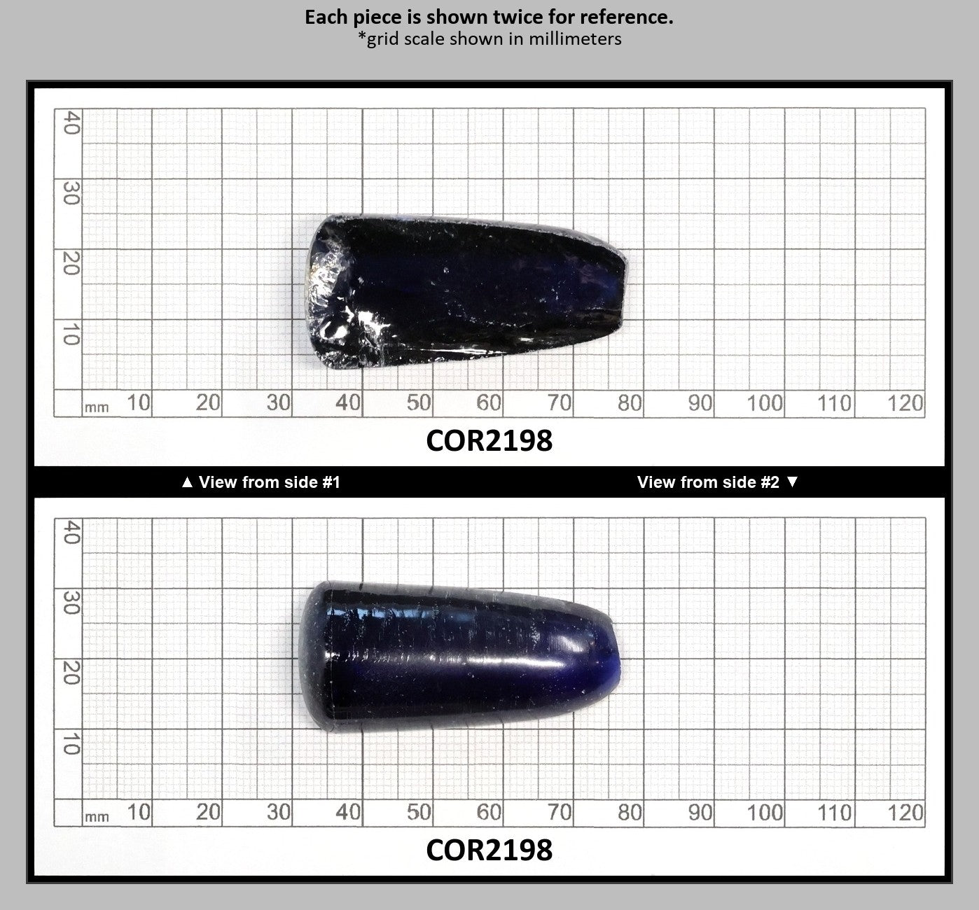 Dark Blue #35 Lab Created Corundum Sapphire Faceting Rough for Gem Cutting - Various Sizes - Split Boule : COR2198