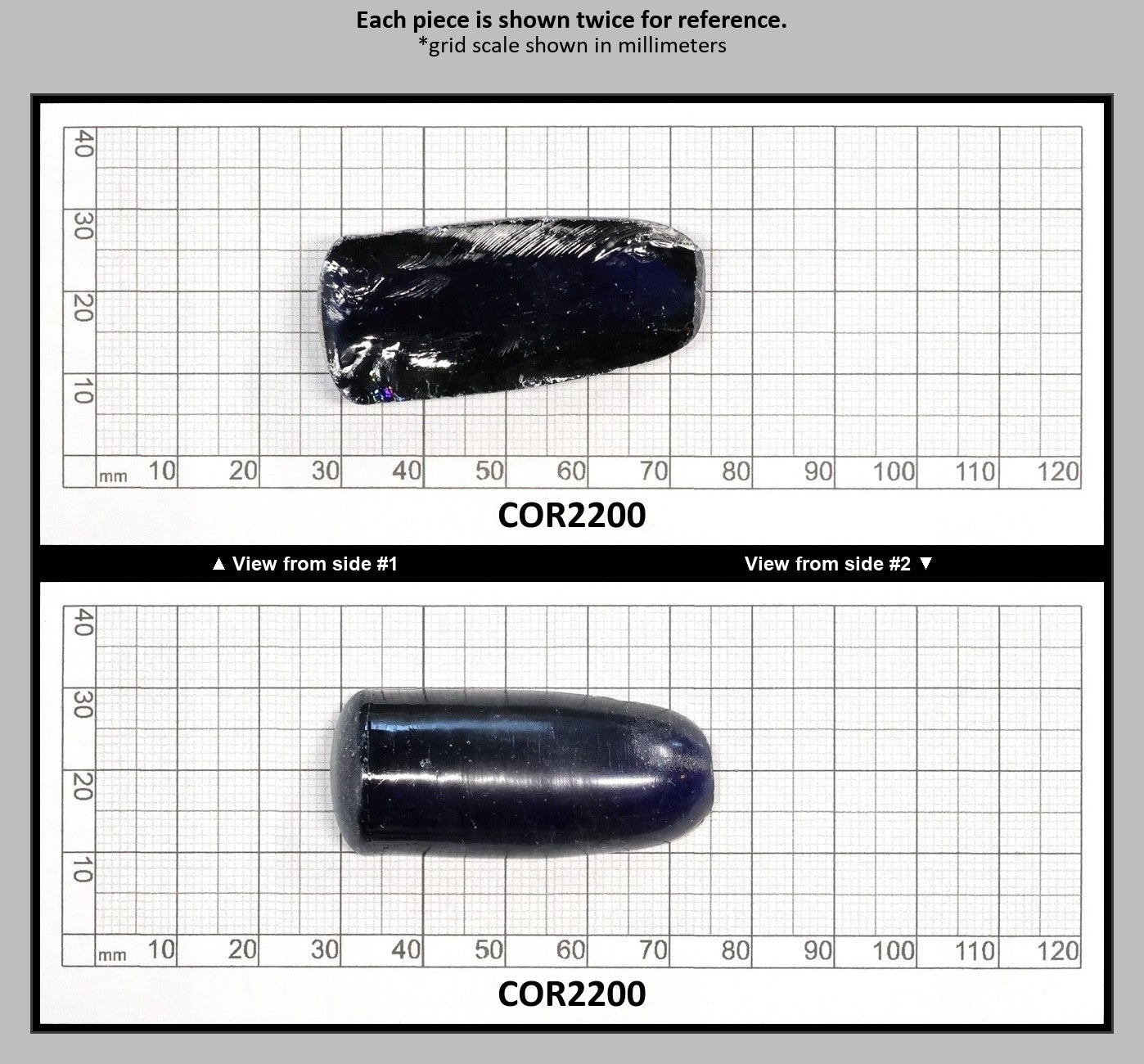 Dark Blue #35 Lab Created Corundum Sapphire Faceting Rough for Gem Cutting - Various Sizes - Split Boule : COR2200