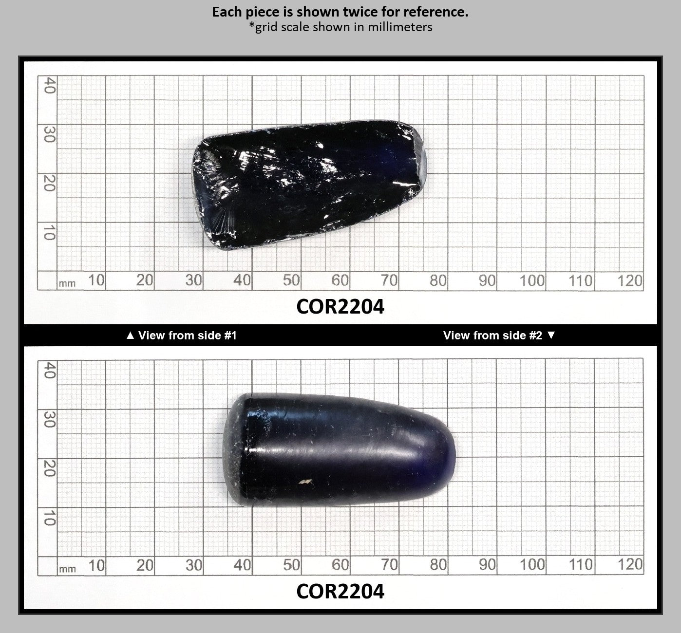 Dark Blue #35 Lab Created Corundum Sapphire Faceting Rough for Gem Cutting - Various Sizes - Split Boule : COR2204