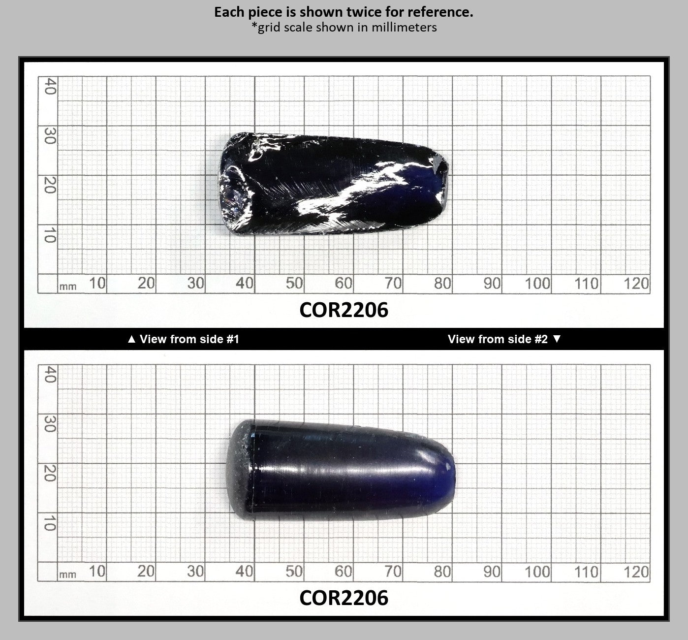 Dark Blue #35 Lab Created Corundum Sapphire Faceting Rough for Gem Cutting - Various Sizes - Split Boule : COR2206