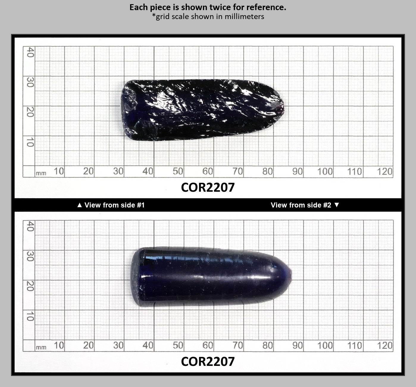 Dark Blue #35 Lab Created Corundum Sapphire Faceting Rough for Gem Cutting - Various Sizes - Split Boule : COR2207