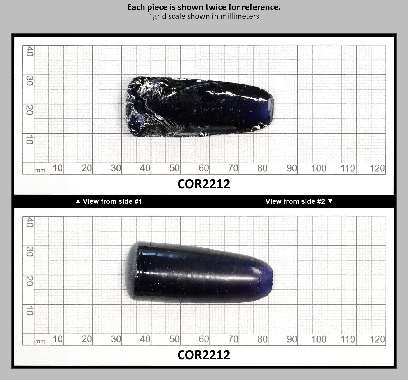 Dark Blue #35 Lab Created Corundum Sapphire Faceting Rough for Gem Cutting - Various Sizes - Split Boule : COR2212