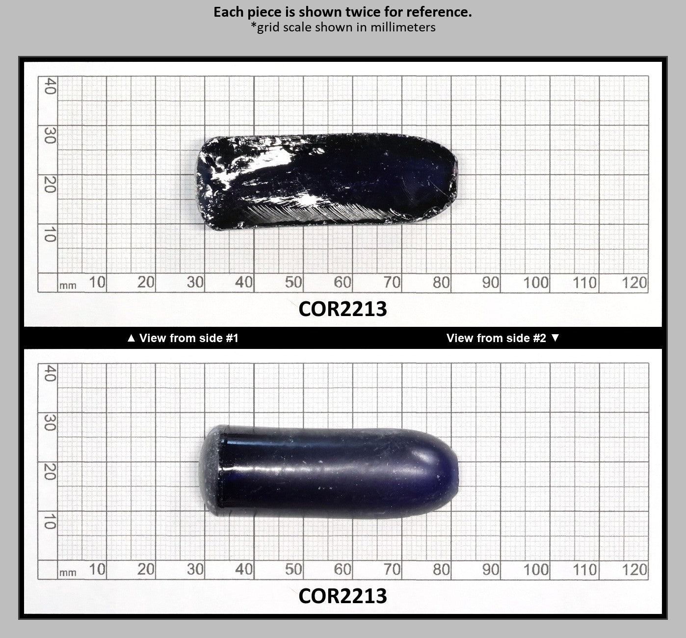 Dark Blue #35 Lab Created Corundum Sapphire Faceting Rough for Gem Cutting - Various Sizes - Split Boule : COR2213