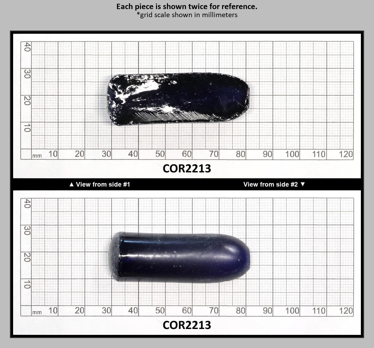 Dark Blue #35 Lab Created Corundum Sapphire Faceting Rough for Gem Cutting - Various Sizes - Split Boule : COR2213