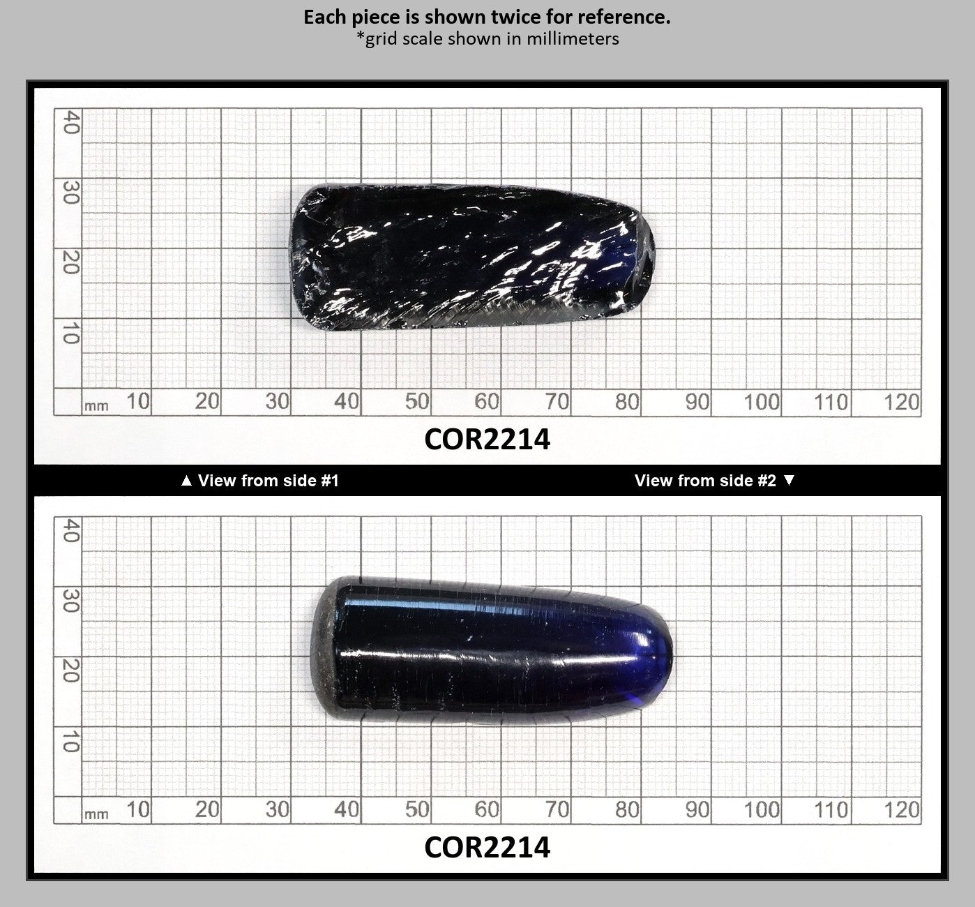 Dark Blue #35 Lab Created Corundum Sapphire Faceting Rough for Gem Cutting - Various Sizes - Split Boule : COR2214