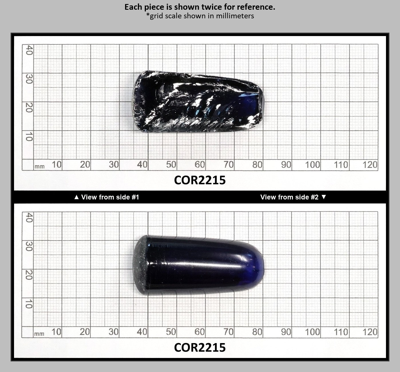 Dark Blue #35 Lab Created Corundum Sapphire Faceting Rough for Gem Cutting - Various Sizes - Split Boule : COR2215