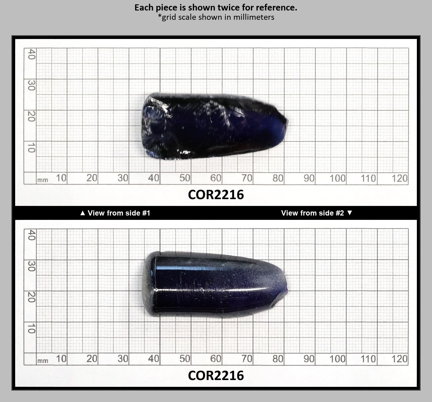 Dark Blue #35 Lab Created Corundum Sapphire Faceting Rough for Gem Cutting - Various Sizes - Split Boule : COR2216