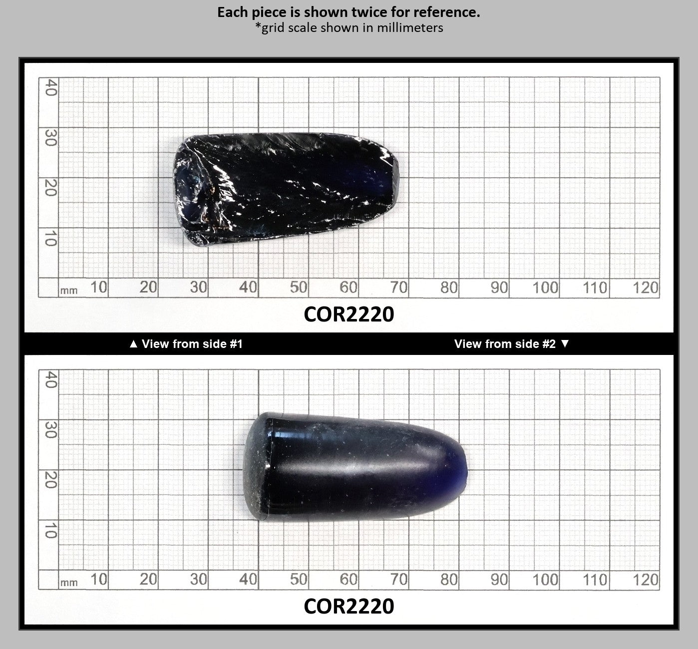 Dark Blue #35 Lab Created Corundum Sapphire Faceting Rough for Gem Cutting - Various Sizes - Split Boule : COR2220