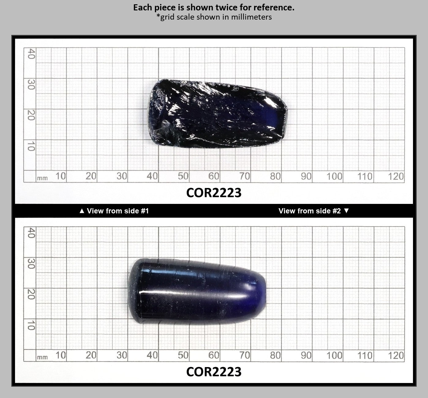 Dark Blue #35 Lab Created Corundum Sapphire Faceting Rough for Gem Cutting - Various Sizes - Split Boule : COR2223