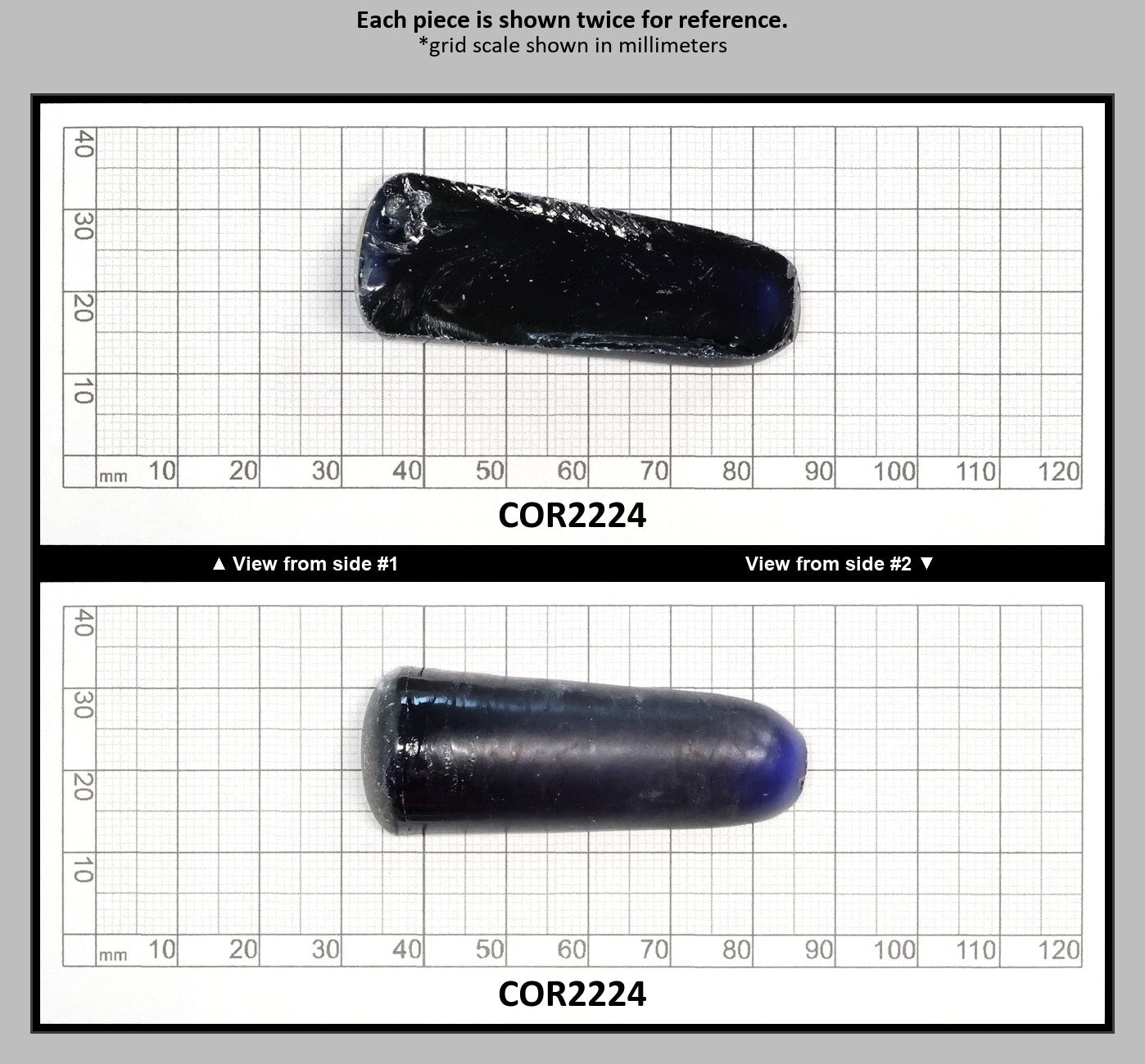 Dark Blue #35 Lab Created Corundum Sapphire Faceting Rough for Gem Cutting - Various Sizes - Split Boule : COR2224
