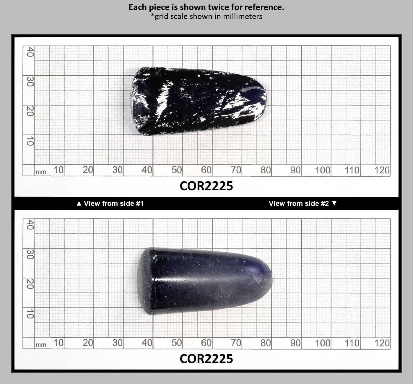 Dark Blue #35 Lab Created Corundum Sapphire Faceting Rough for Gem Cutting - Various Sizes - Split Boule : COR2225