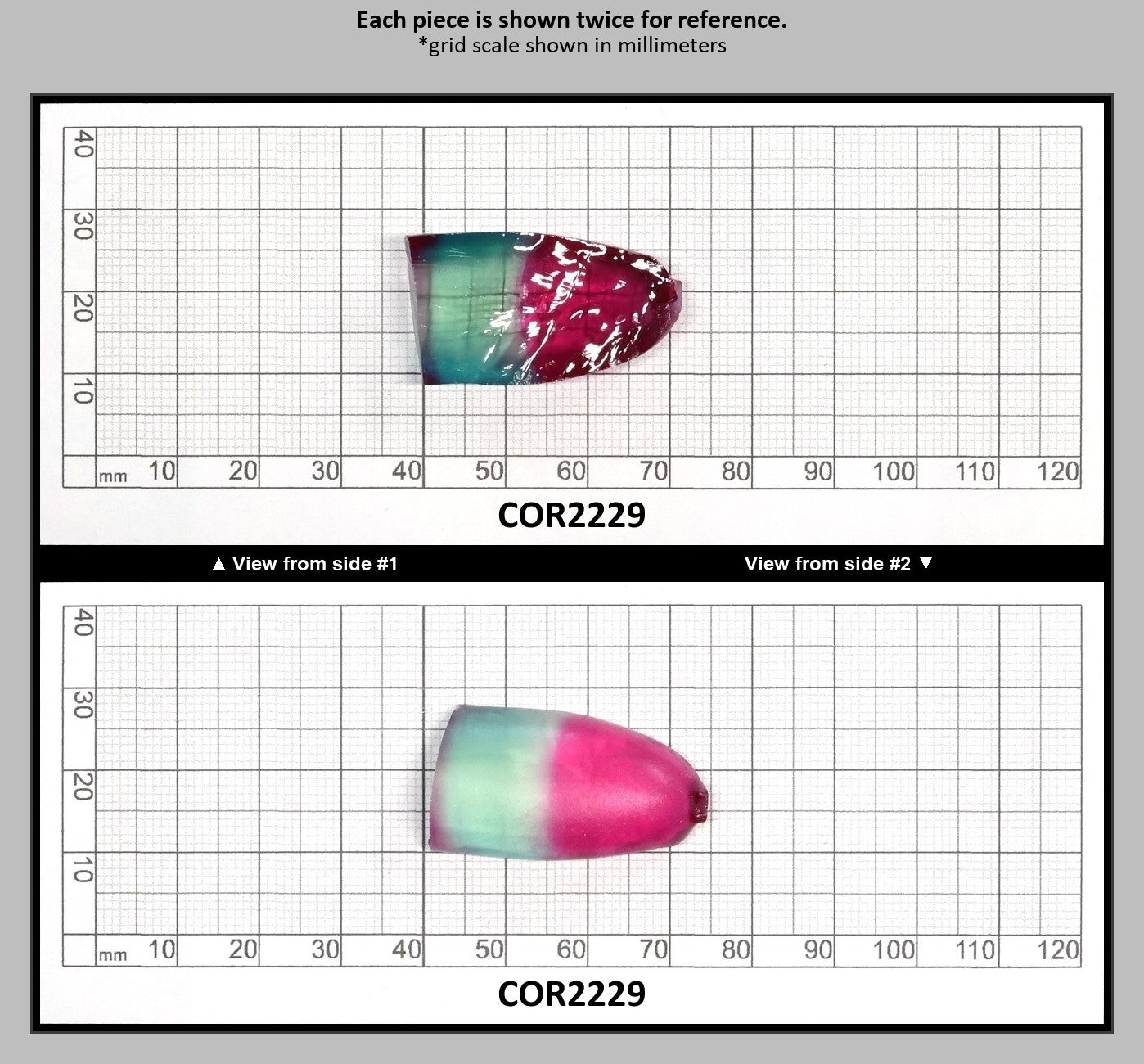 Pink/Paraiba Bi-Color Lab Created Corundum Sapphire Faceting Rough for Gem Cutting - Various Sizes - Split Boule : COR2229