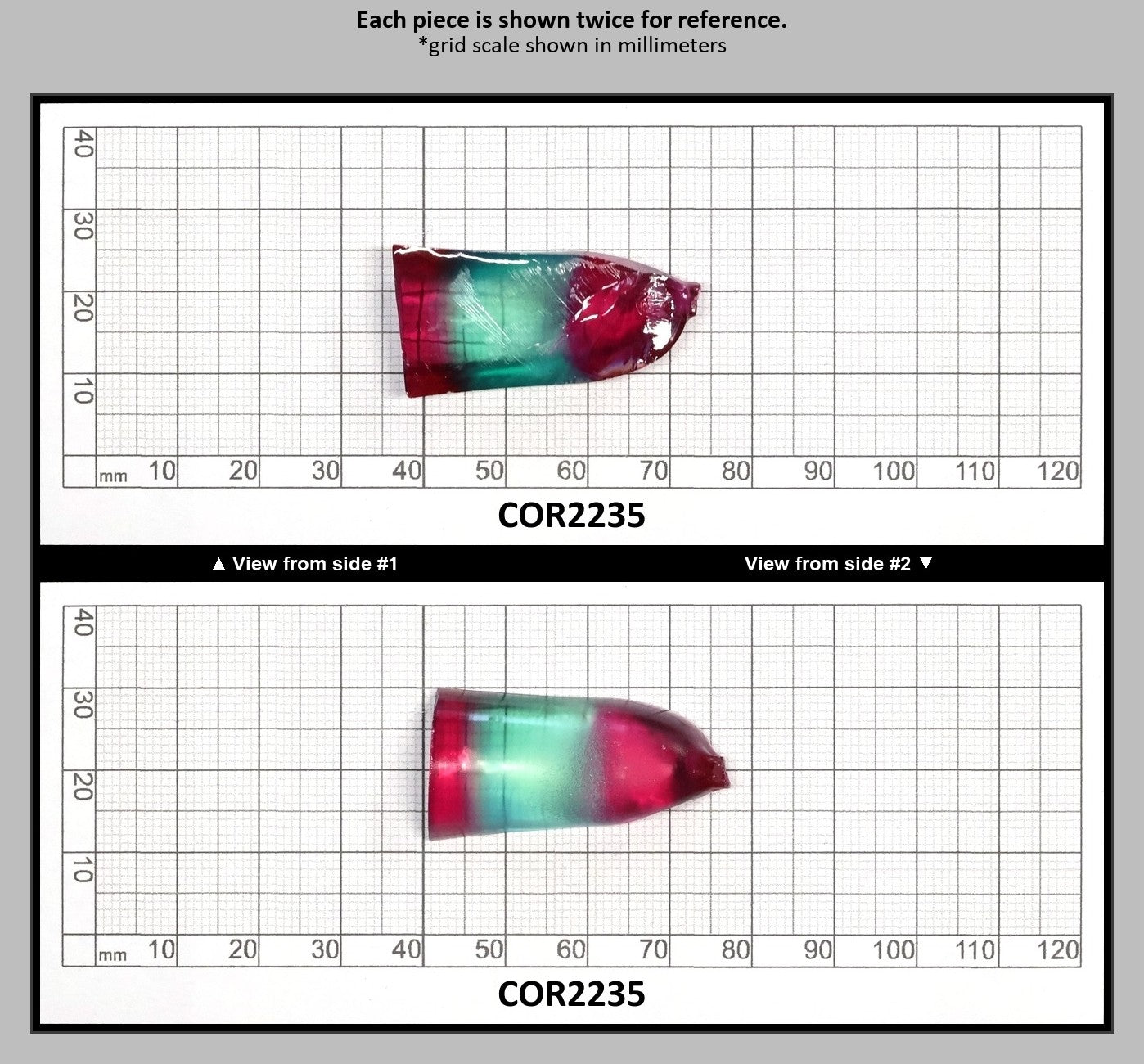 Pink/Paraiba Bi-Color Lab Created Corundum Sapphire Faceting Rough for Gem Cutting - Various Sizes - Split Boule : COR2235