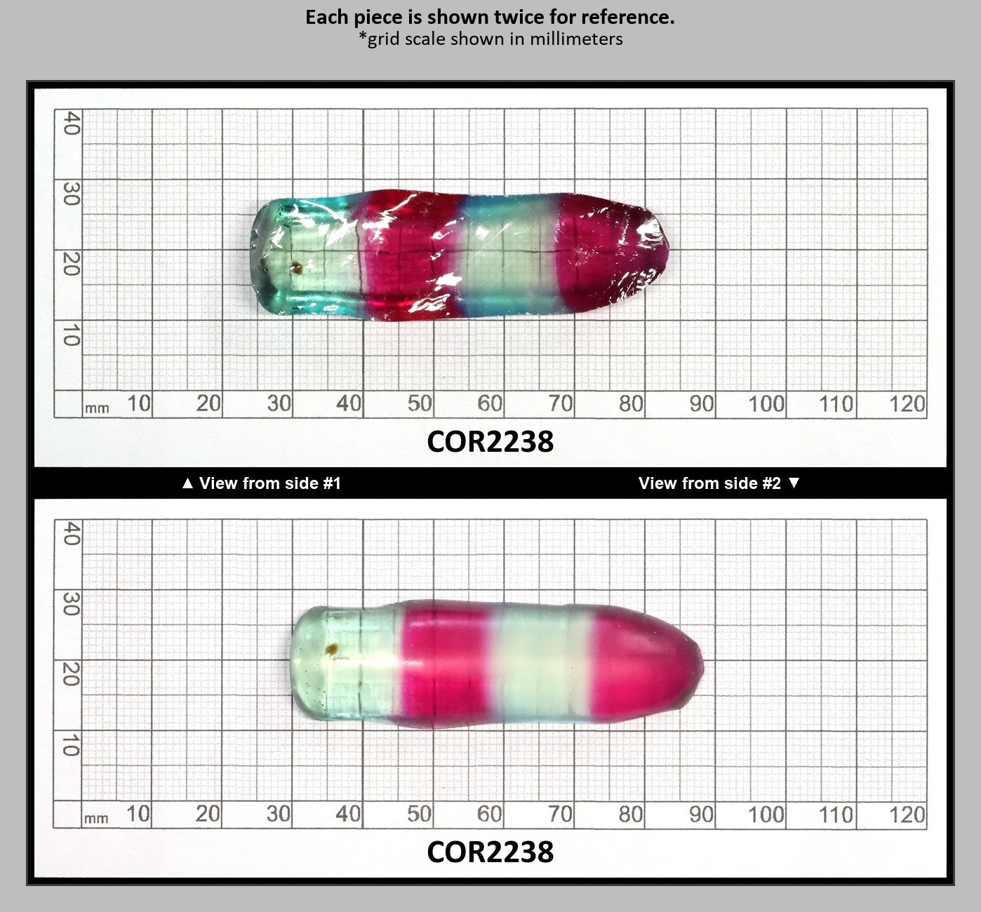 Pink/Paraiba Bi-Color Lab Created Corundum Sapphire Faceting Rough for Gem Cutting - Various Sizes - Split Boule : COR2238