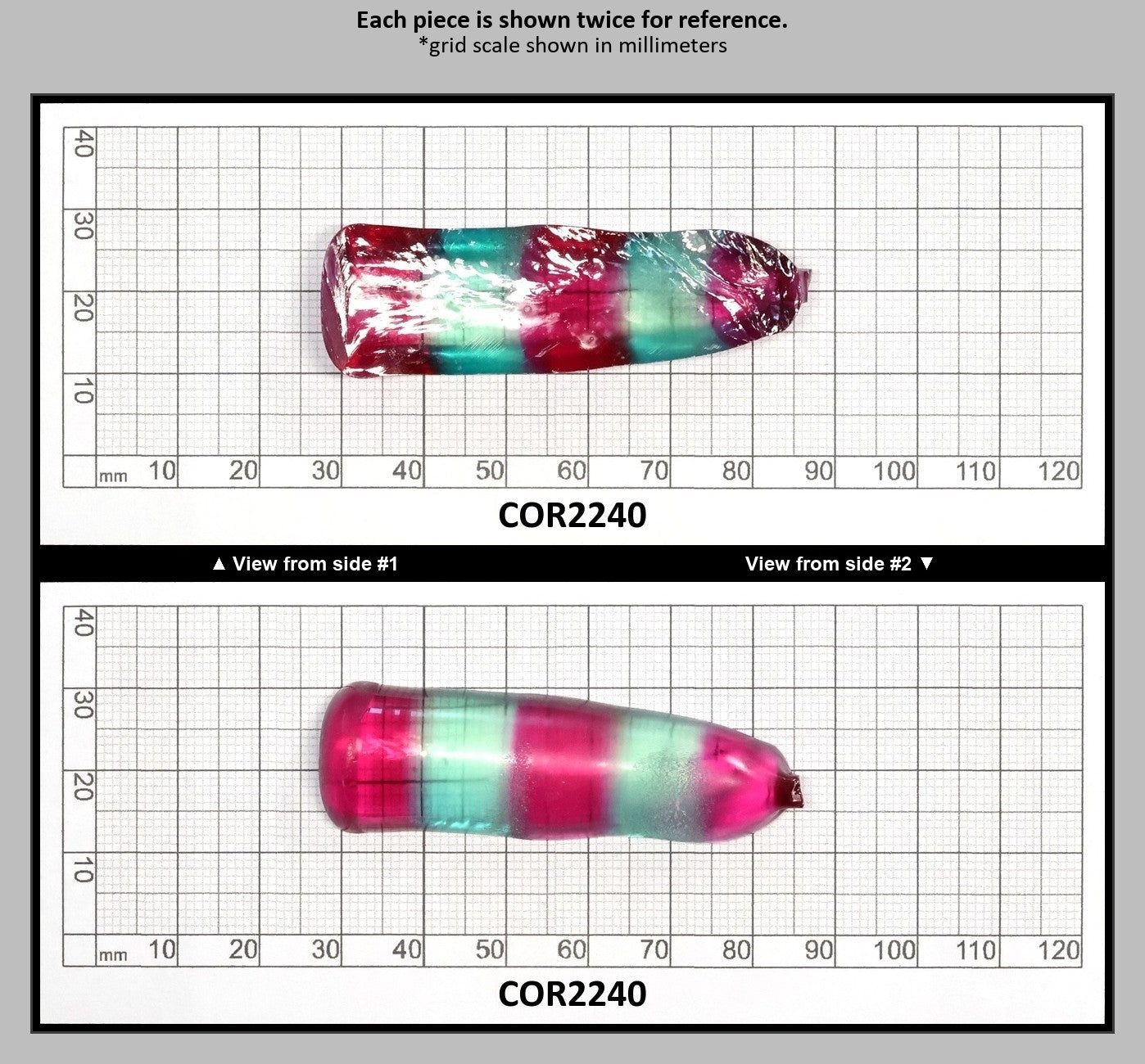 Pink/Paraiba Bi-Color Lab Created Corundum Sapphire Faceting Rough for Gem Cutting - Various Sizes - Split Boule : COR2240