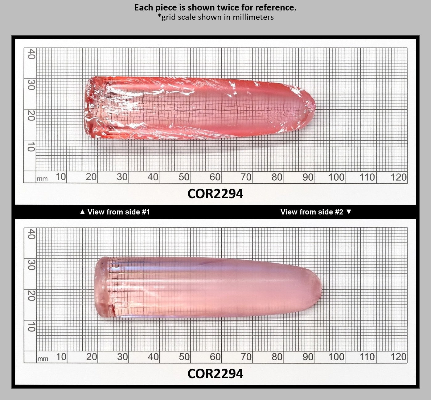 Peach Morganite #18 Lab Created Corundum Sapphire Faceting Rough for Gem Cutting - Various Sizes - Split Boule : COR2294