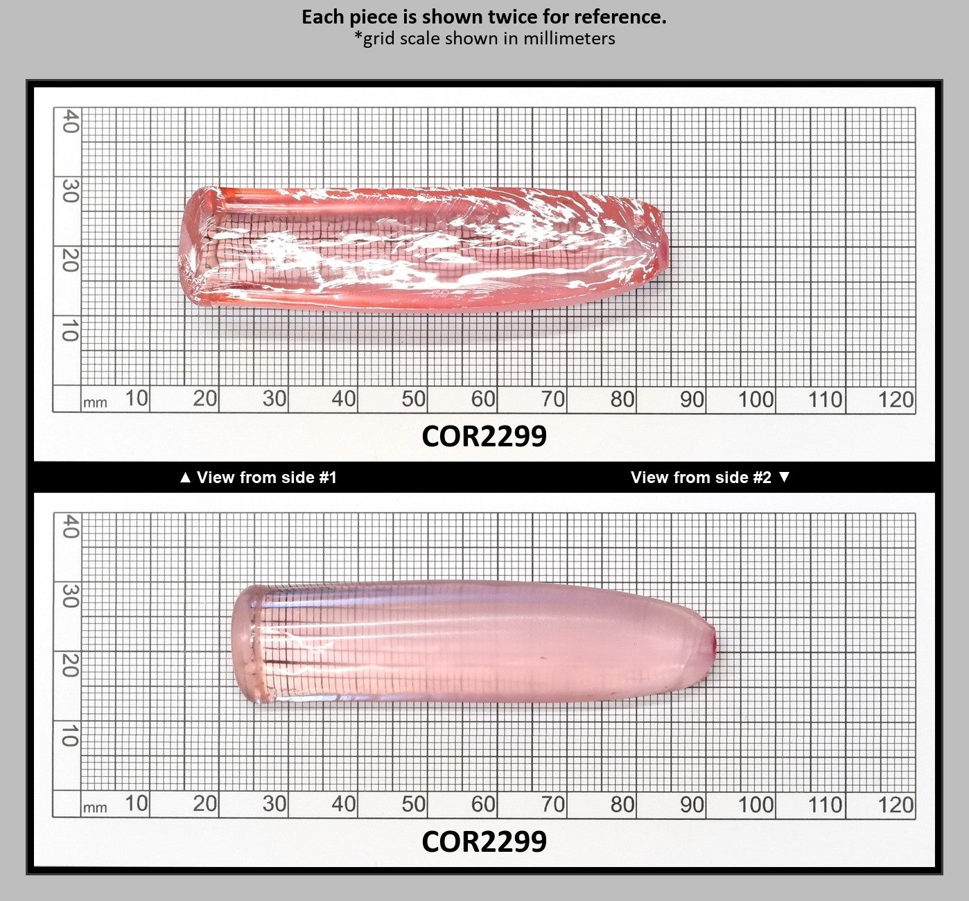 Peach Morganite #18 Lab Created Corundum Sapphire Faceting Rough for Gem Cutting - Various Sizes - Split Boule : COR2299