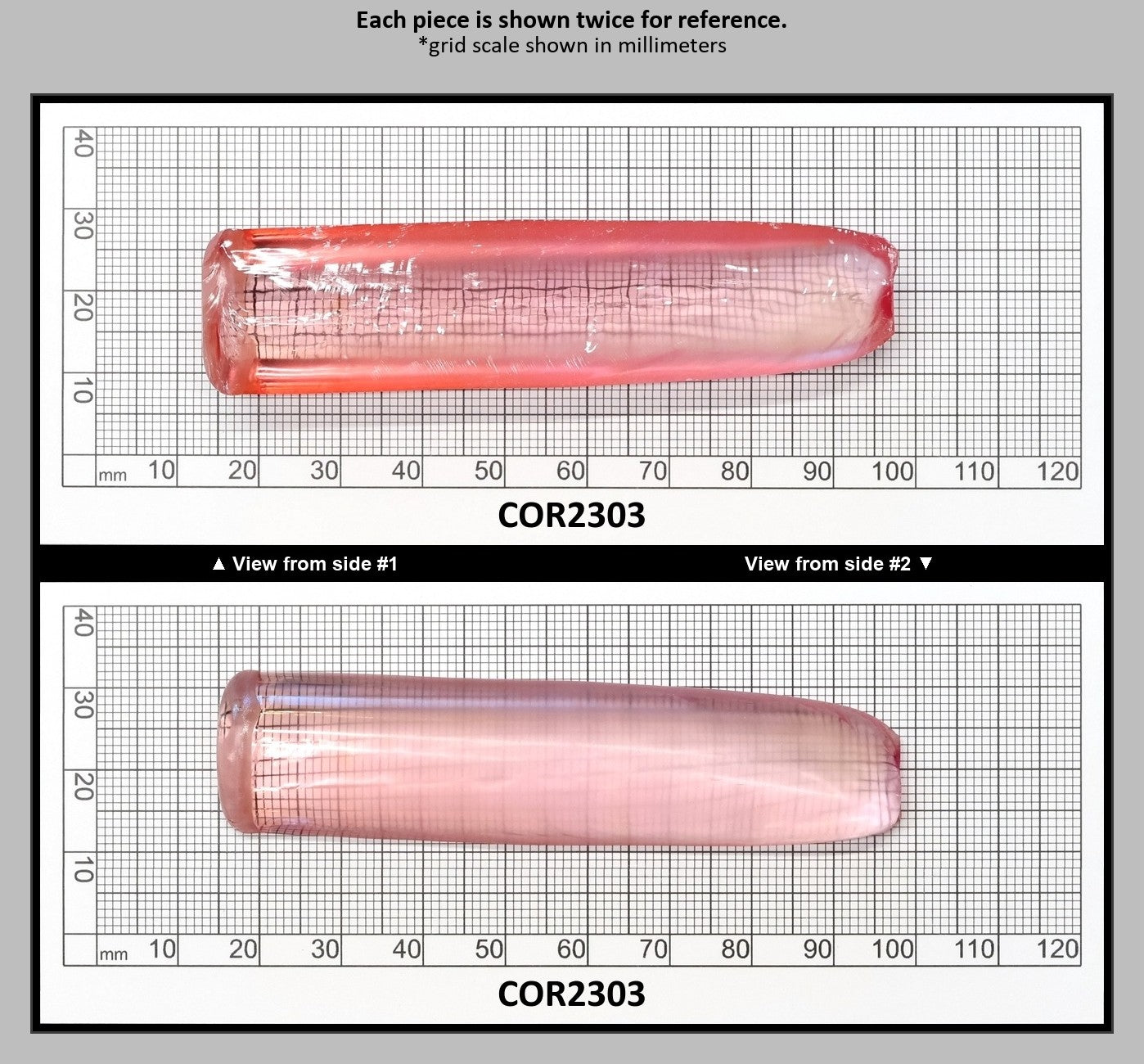 Peach Morganite #18 Lab Created Corundum Sapphire Faceting Rough for Gem Cutting - Various Sizes - Split Boule : COR2303