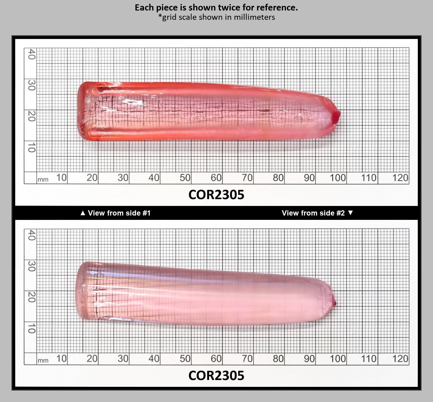 Peach Morganite #18 Lab Created Corundum Sapphire Faceting Rough for Gem Cutting - Various Sizes - Split Boule : COR2305