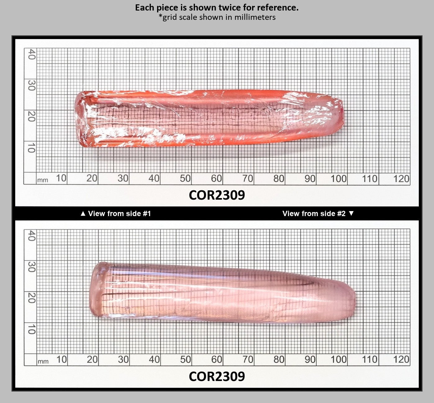 Peach Morganite #18 Lab Created Corundum Sapphire Faceting Rough for Gem Cutting - Various Sizes - Split Boule : COR2309