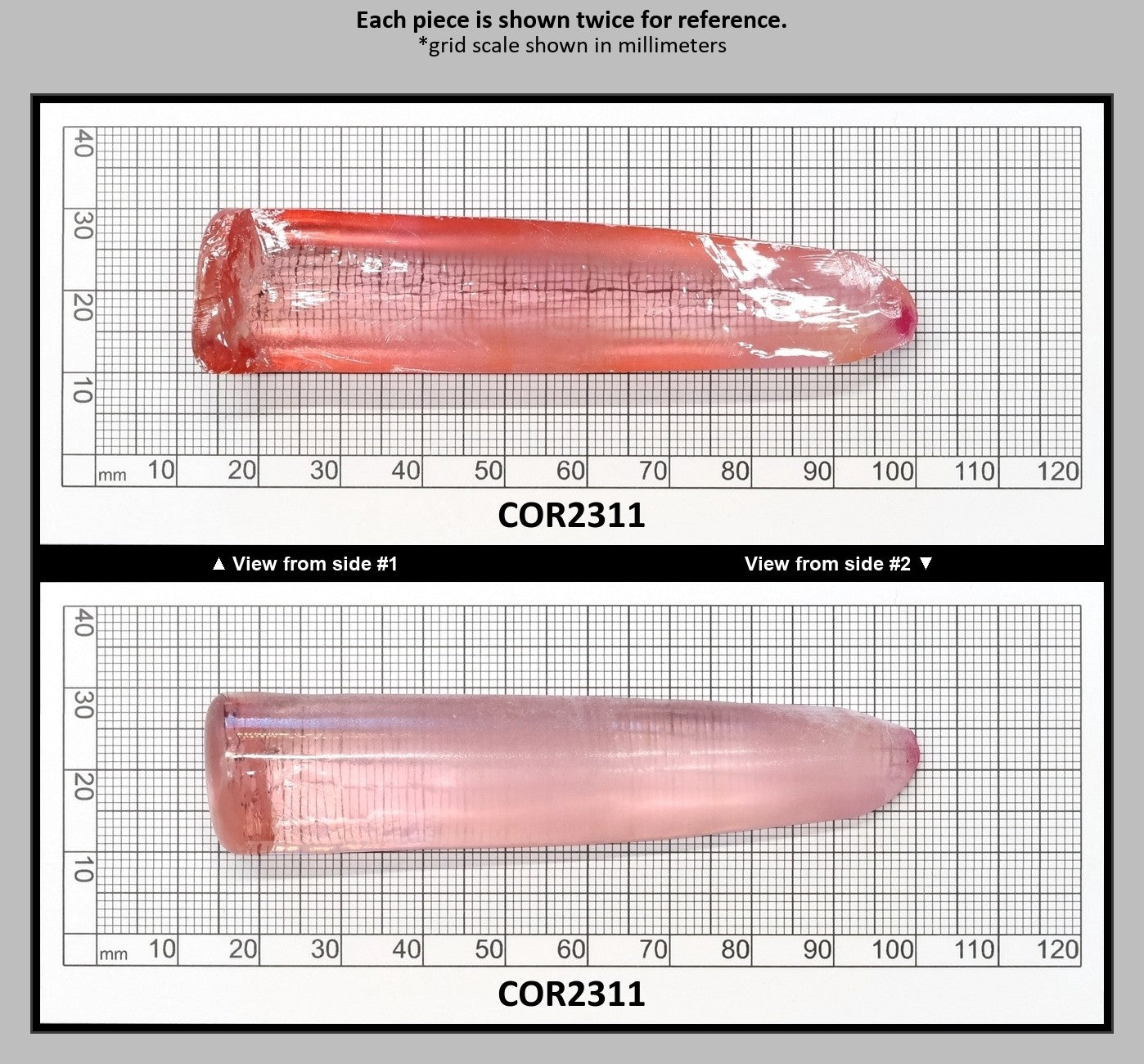 Peach Morganite #18 Lab Created Corundum Sapphire Faceting Rough for Gem Cutting - Various Sizes - Split Boule : COR2311