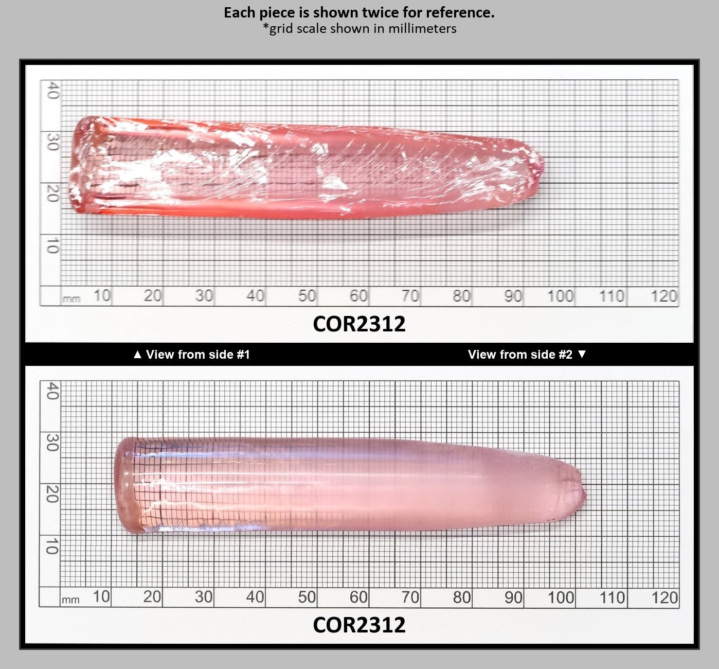 Peach Morganite #18 Lab Created Corundum Sapphire Faceting Rough for Gem Cutting - Various Sizes - Split Boule : COR2312