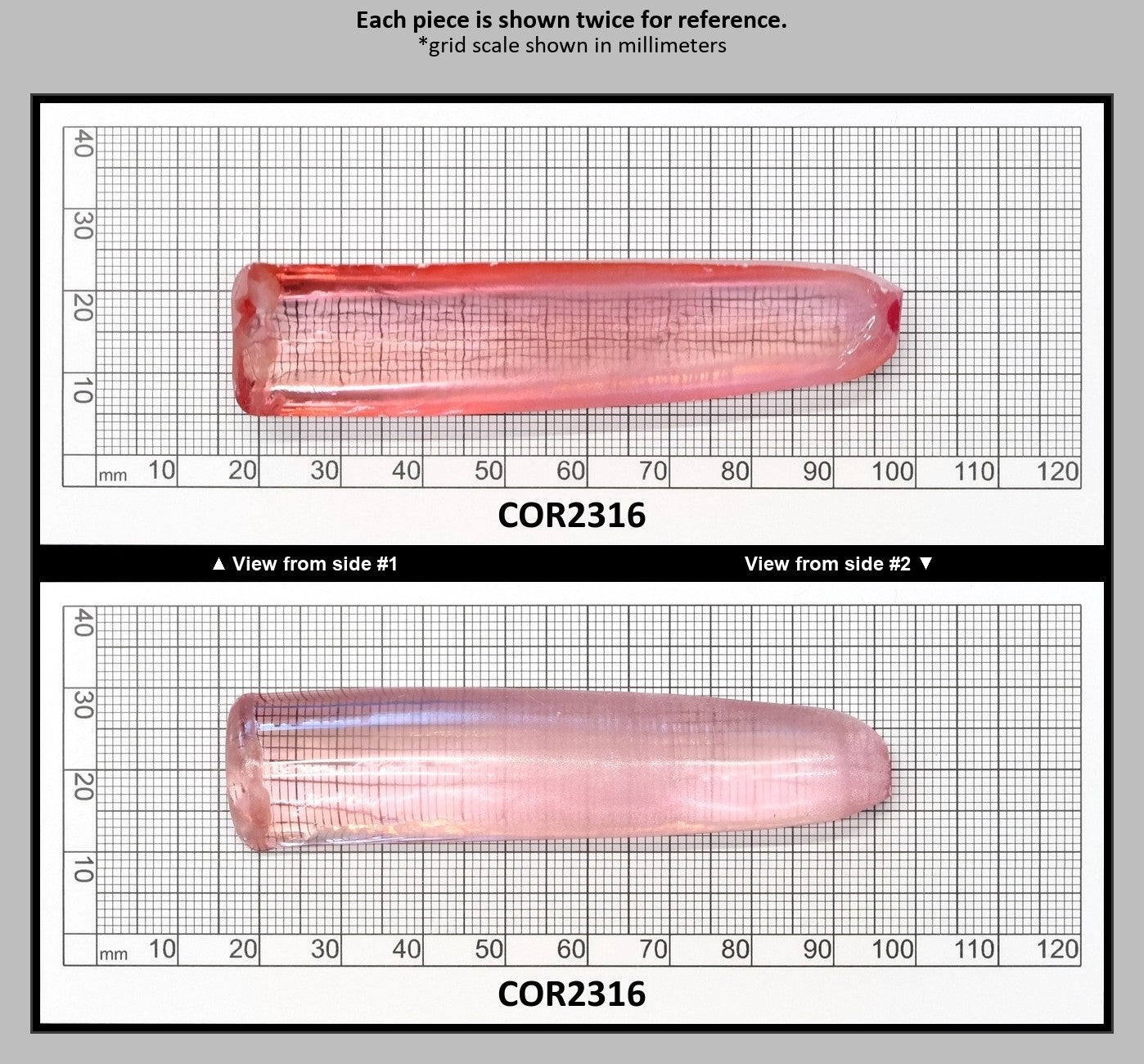 Peach Morganite #18 Lab Created Corundum Sapphire Faceting Rough for Gem Cutting - Various Sizes - Split Boule : COR2316