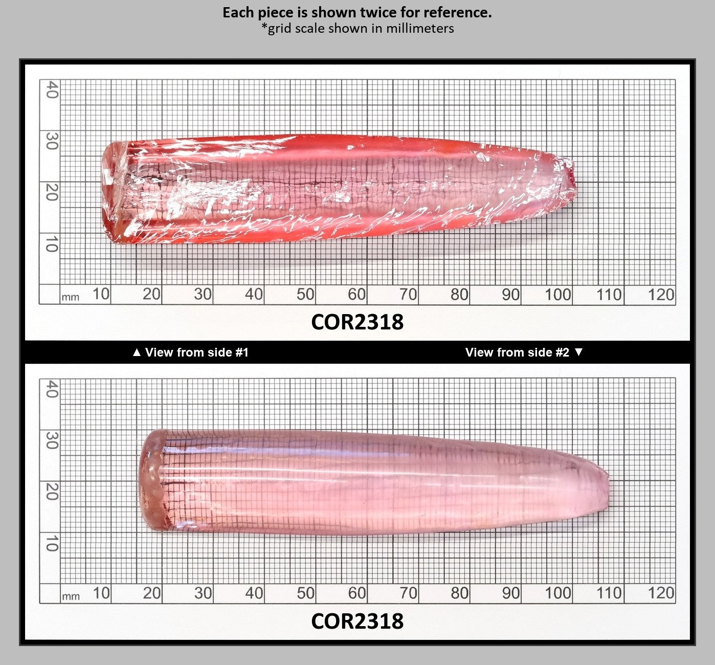 Peach Morganite #18 Lab Created Corundum Sapphire Faceting Rough for Gem Cutting - Various Sizes - Split Boule : COR2318