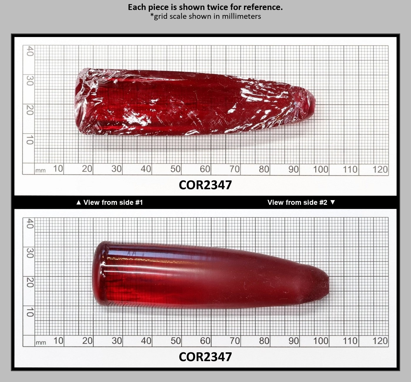 Padparadscha Red #59 Lab Created Corundum Sapphire Faceting Rough for Gem Cutting - Various Sizes - Split Boule : COR2347