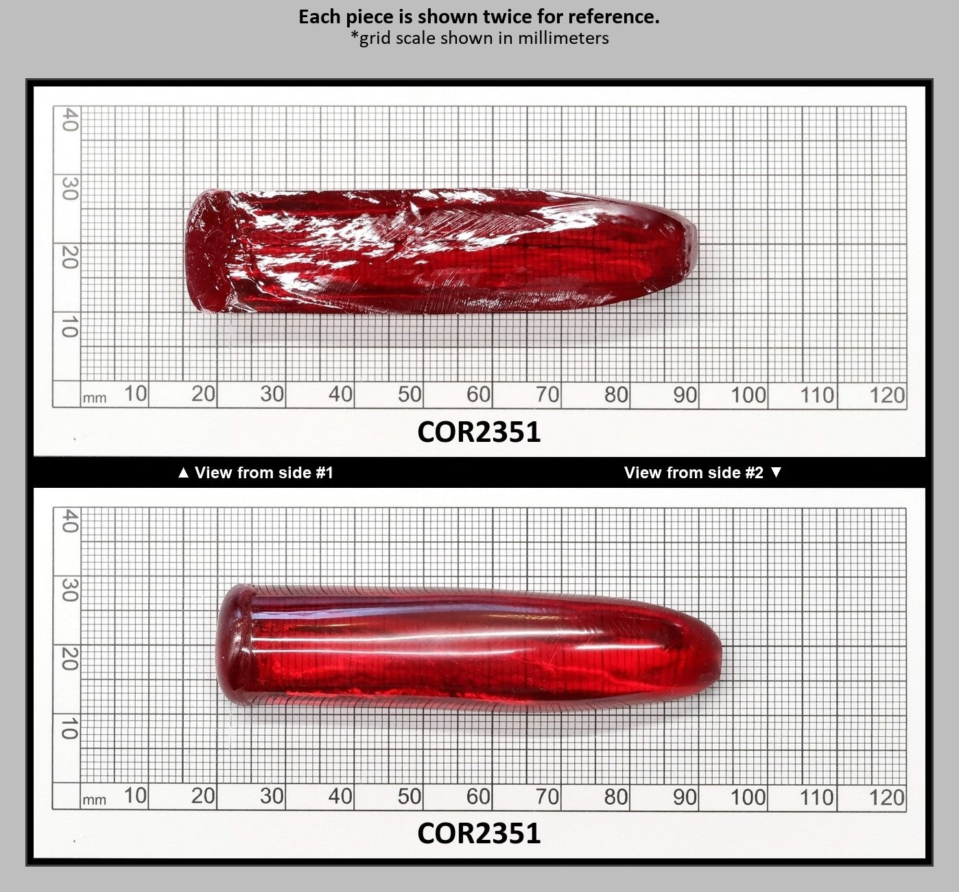Padparadscha Red #59 Lab Created Corundum Sapphire Faceting Rough for Gem Cutting - Various Sizes - Split Boule : COR2351