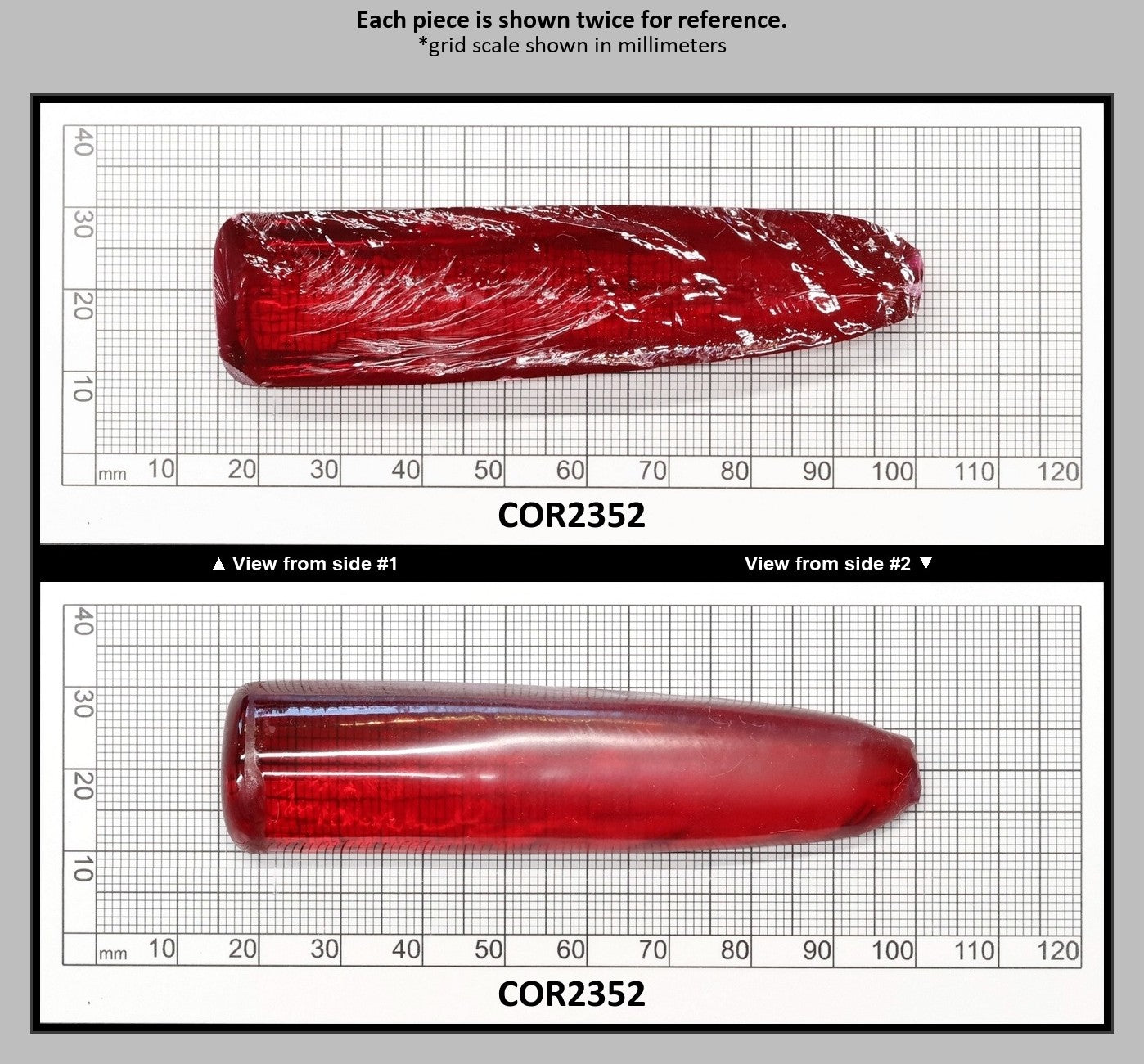 Padparadscha Red #59 Lab Created Corundum Sapphire Faceting Rough for Gem Cutting - Various Sizes - Split Boule : COR2352
