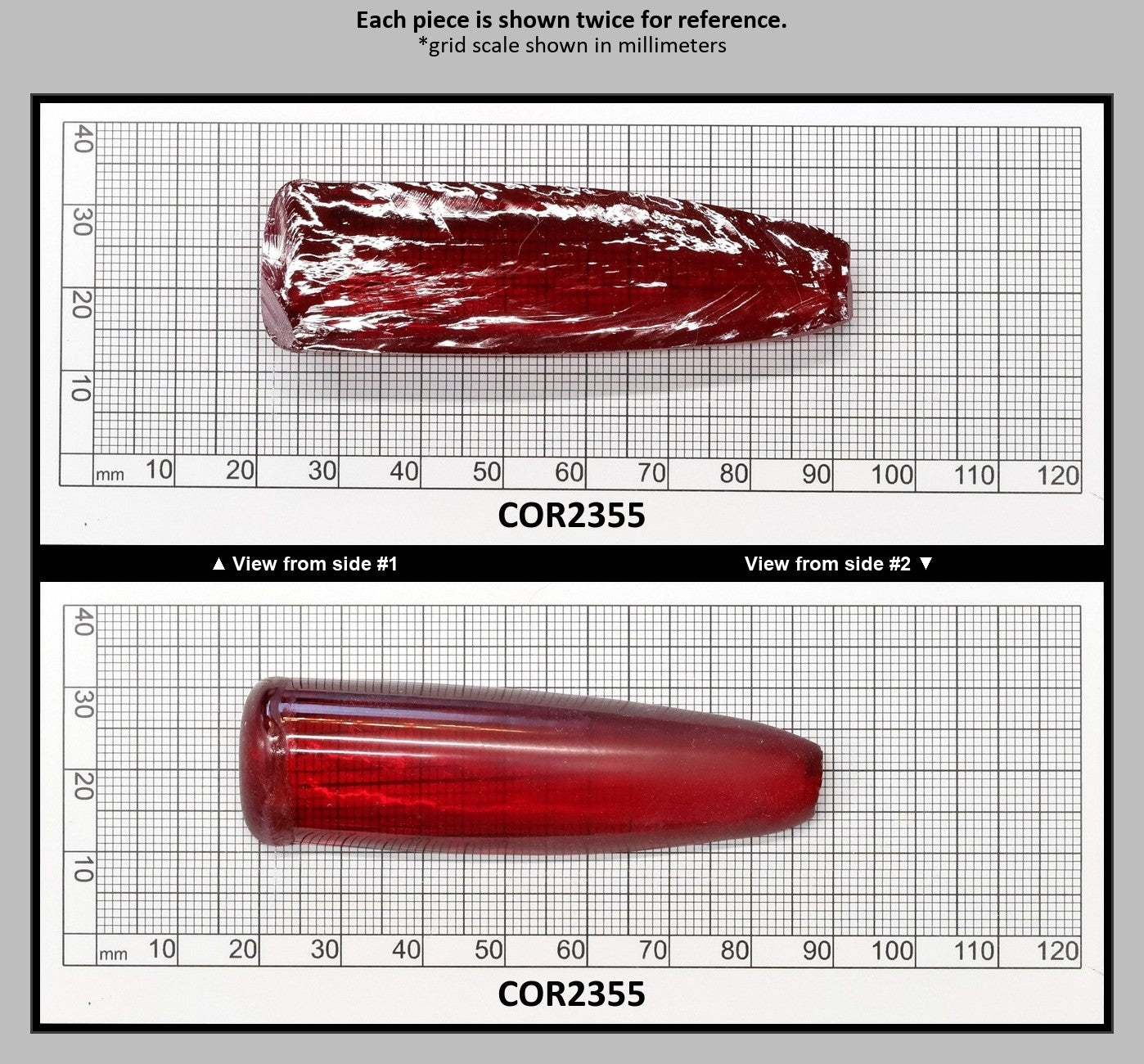 Padparadscha Red #59 Lab Created Corundum Sapphire Faceting Rough for Gem Cutting - Various Sizes - Split Boule : COR2355